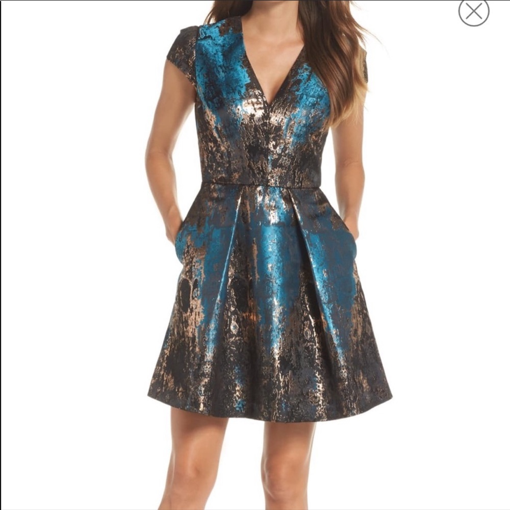 Vince Camuto Jacquard Fit & Flare Dress Sz 10